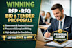 write a winning rfp, rfq, bid proposal, and tender proposal