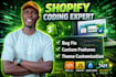 fix shopify bugs, shopify coding issues and shopify liquid errors