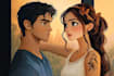 create a romantic couple character professional illustration