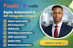 do zapier and make com automation, webhook integration, API workflows