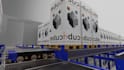 create 3d industrial animation for automated warehouse logistic workflow video