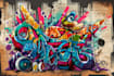 create graffiti illustration, album cover, merchandise, logo