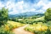 draw a watercolor landscape illustration