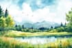 illustrate a watercolor landscape illustration