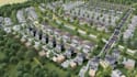 3d urban space planning, housing complex design, residential townhouse rendering
