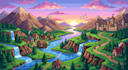 design retro 8bit, 16bit pixel art landscape backgrounds in game boy style
