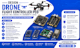 design drone flight controller pcb, bldc esc, imu arduino pi raspberry pi, esp32