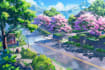 draw anime background style, visual novel bg, 2d art