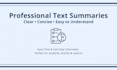 summarize your text clearly and professionally
