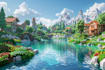 create roblox game with map design, gui, lua scripting, 2d model