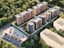 3d mixed use development,d5 residential compound,aerial view render,green space