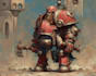 draw a illustrate grimdark warhammer 40k characters