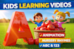create kids learning videos, animation for kids, nursery rhymes, 2d kids videos