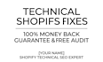 fix shopify SEO errors, 404 redirects, indexing, canonical tags and cwv