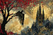 do medieval gothic manuscript style illustration