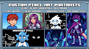 draw custom pixel art portraits, 8 bit, 16 bit avatar, undertale or deltarune