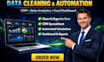 do data cleaning, CRM setup, data analytics and automation in excel