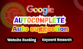 google autocomplete, autosuggestion, keyword research, for website ranking