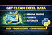 clean messy excel data, fix errors and merge files