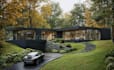 modern frontyard garden design, cgi landscape render, backyard outdoor revit