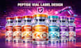 product label design, peptide vial label, premium peptide vial