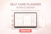 design canva self care planner bundle, mood tracker and introvert journal