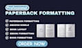 paperback formatting, book typesetting, manuscript editing, ebook formatting