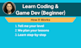 teach beginner coding and game development