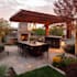 do backyard landscape design, patio, pool, and garden