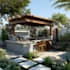 design landscape, backyard, pool, garden, deck, and patio