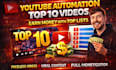 setup youtube automation channel and create top10 videos