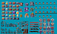 create pixel art character, sprite sheet, animation in 8bit, 16bit, 32bit