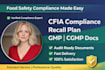 create cfia compliant recall plan and gmp cgmp compliance documents