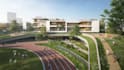 remodel 3d elementary school design,educational hub,urban centre,building facade