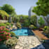 design frontyard, backyard, pool, patio as a landscape architect