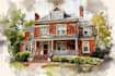 do an watercolor house portrait