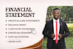 prepare income statement, balance sheet and cashflow statement