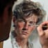 make artistic oil painting on oil canvas