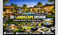 design backyard front yard patio garden landscape with 2d plan and 3d rendering