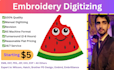 embroidery digitizing in 1 to 4 hours