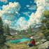 make a chill lofi style outdoor landscape art