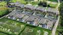 buildup gated community, urban plan development,  site plan , aerial view render