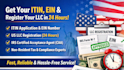 itin, itin application from irs, get ein, get itin, register llc under 24hrs