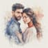 draw a watercolor couple portrait
