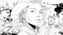 create custom black and white line art illustration