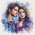create romantic watercolor portrait for couples
