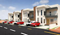 retrofit  duplex townhouse external, brick facade design, housing complex render