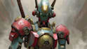 do custom digital 2d anime mecha art illustration