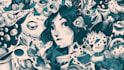 doodle illustration with unique background