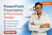 design PPT powerpoint presentation slides or investor pitch deck